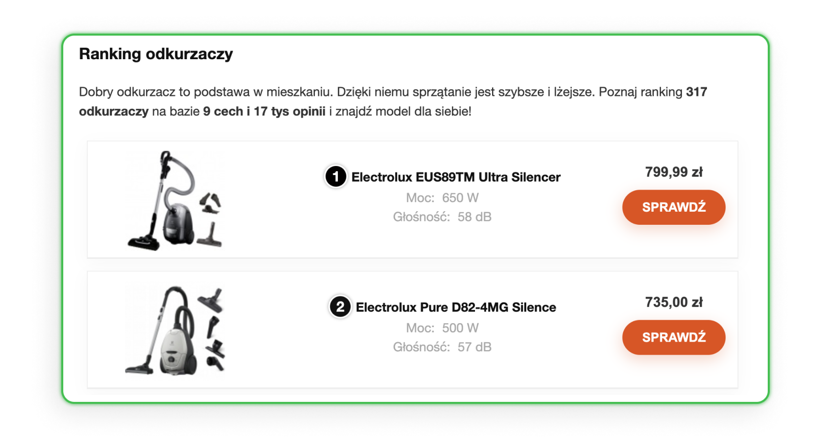 Portal ranking-odkurzacz.pl, który stosuje linki afiliacyjne