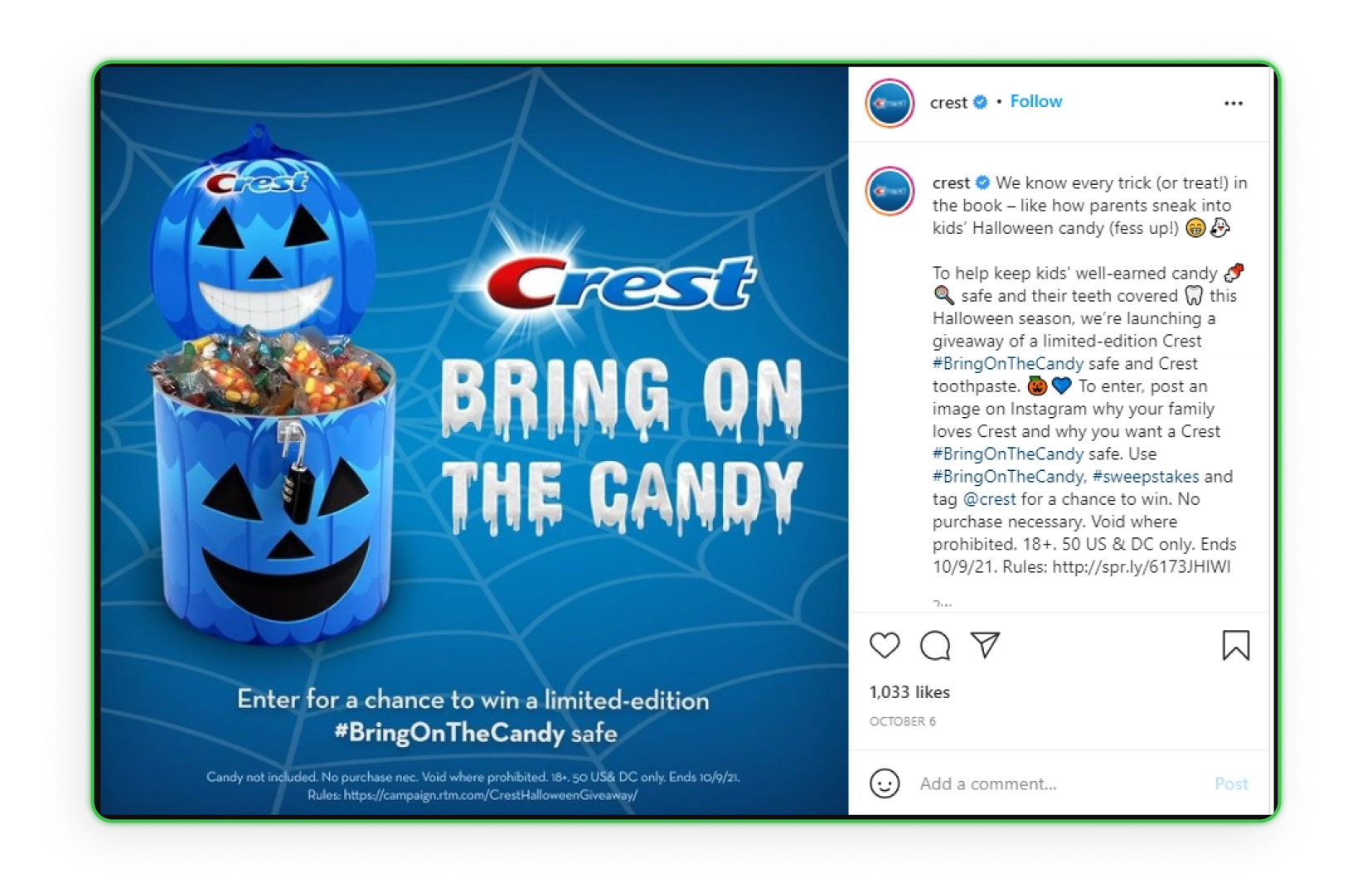 CrestHalloween social media post