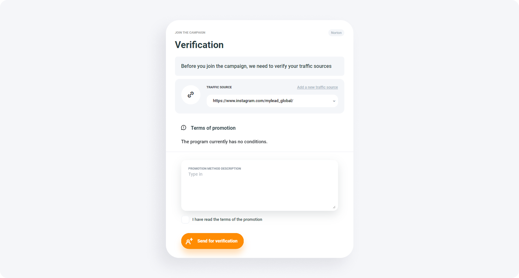 Notification about being accepted into affiliate program promotion