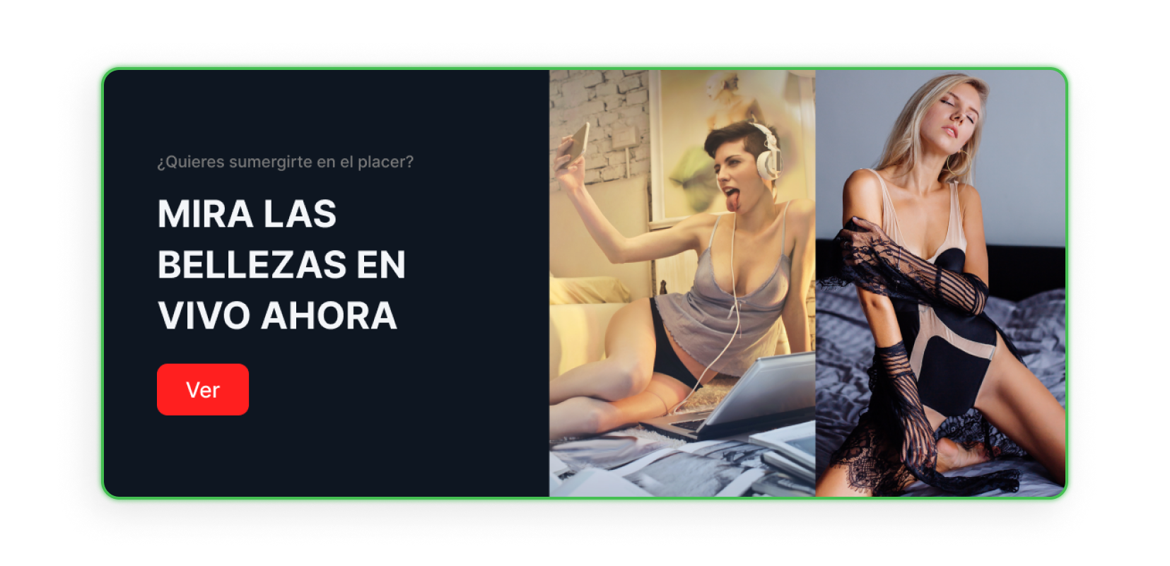 Publicidad para adultos en una landing page