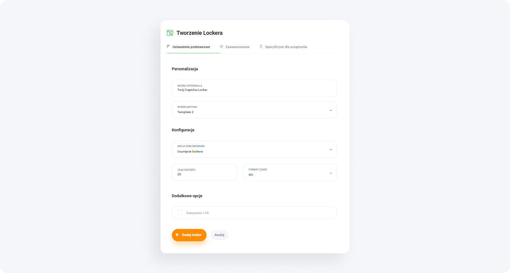 jak skonfigurować locker?
