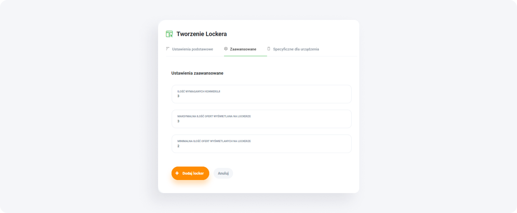 jak skonfigurować locker?