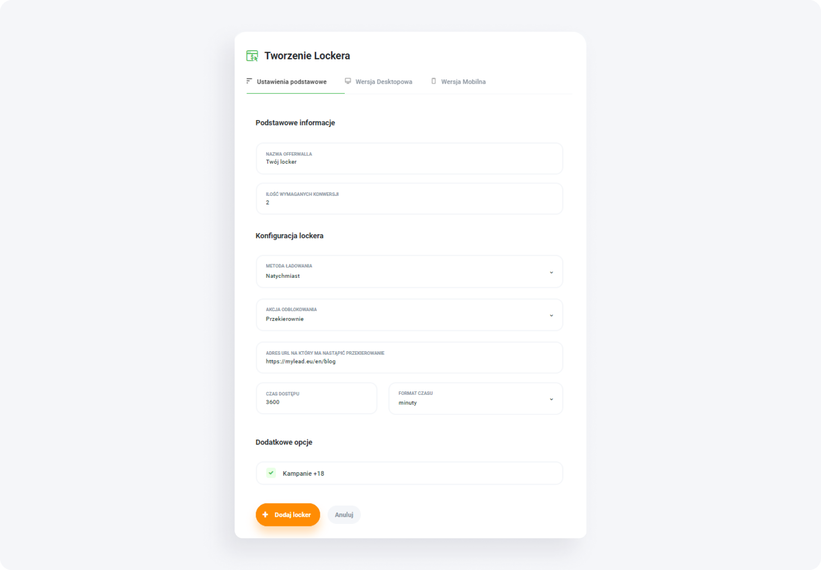 jak skonfigurować locker?