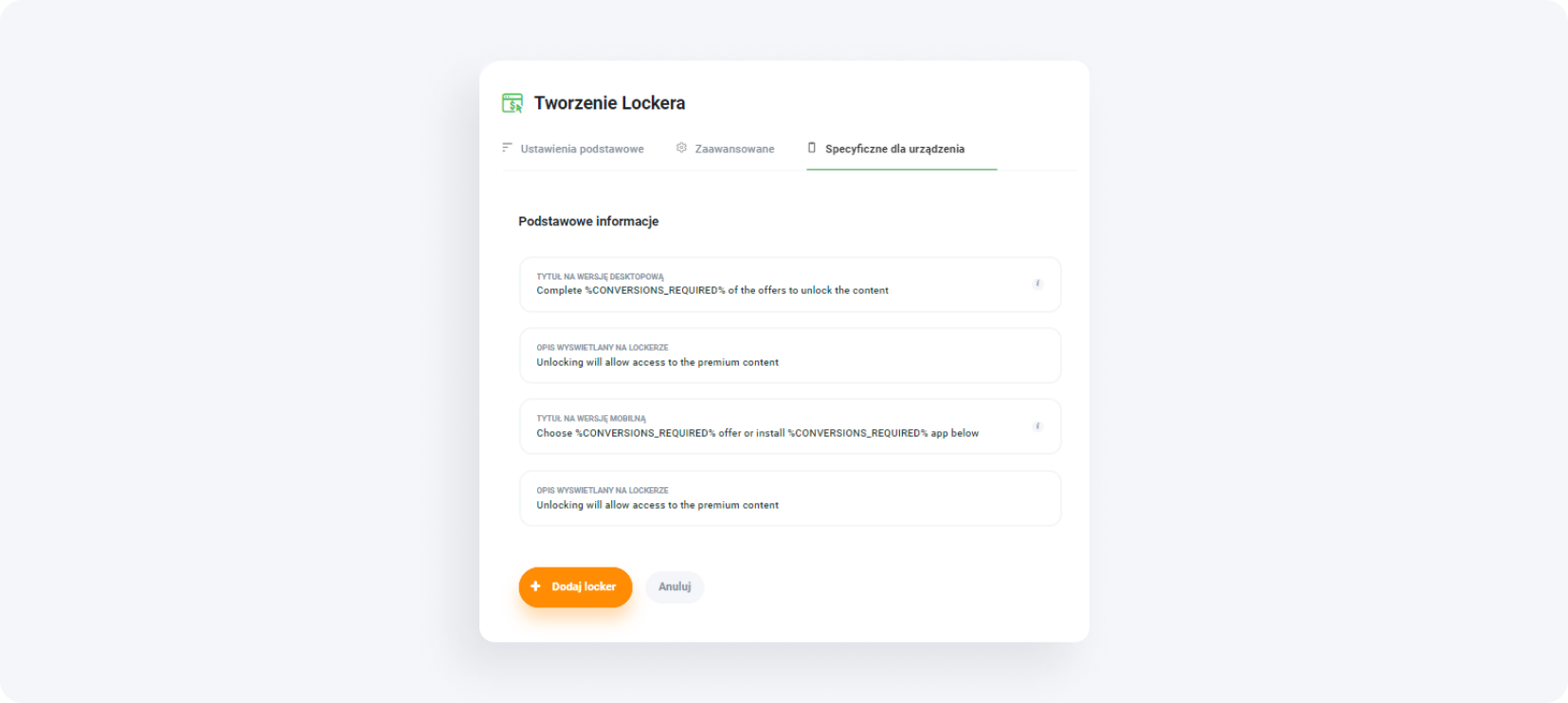 jak skonfigurować locker?