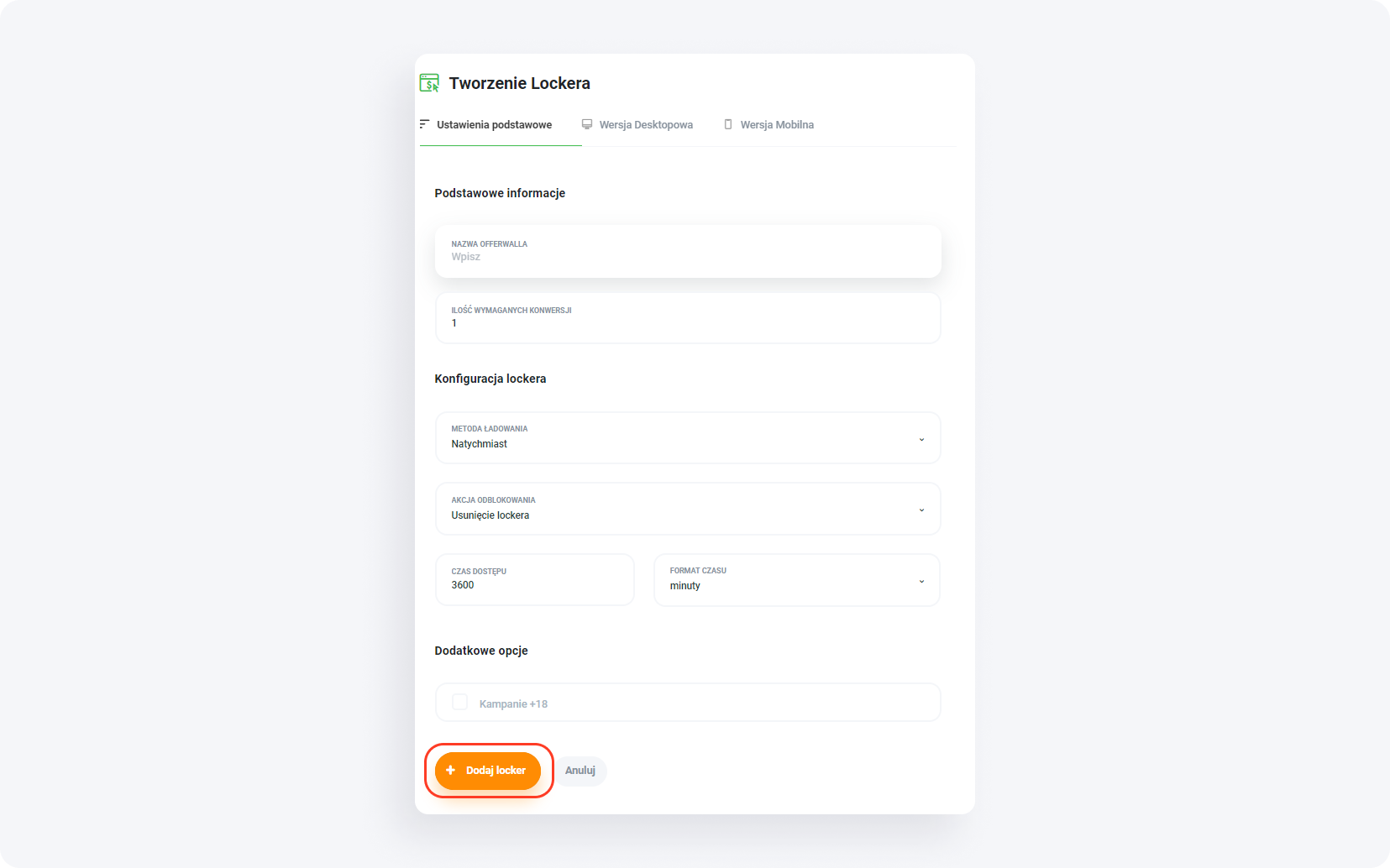 jak skonfigurować locker?