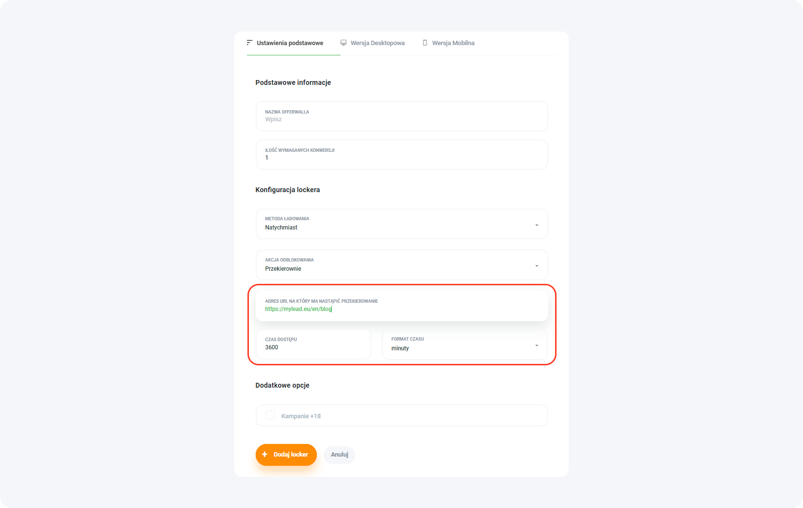jak skonfigurować locker?