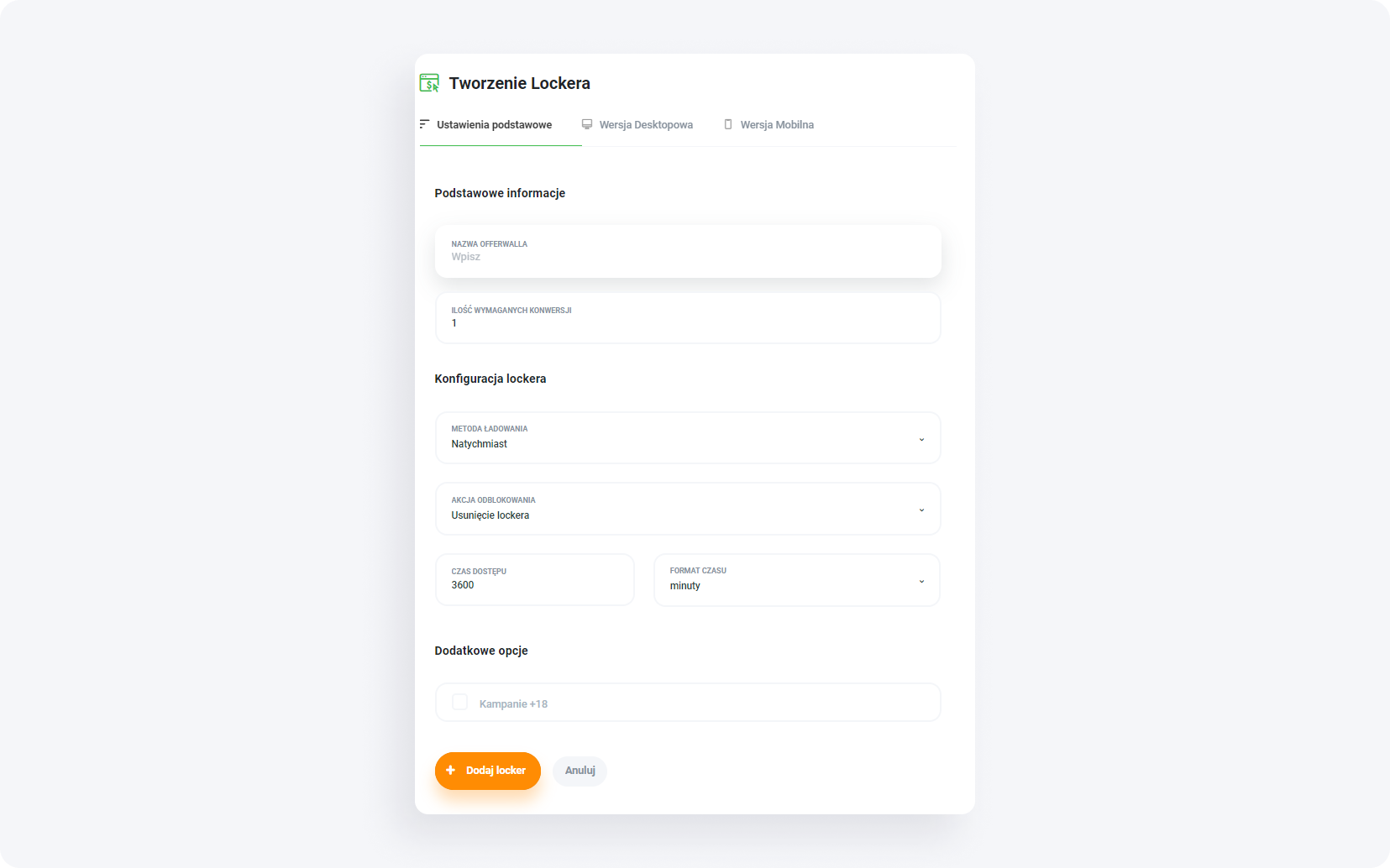 jak skonfigurować locker?