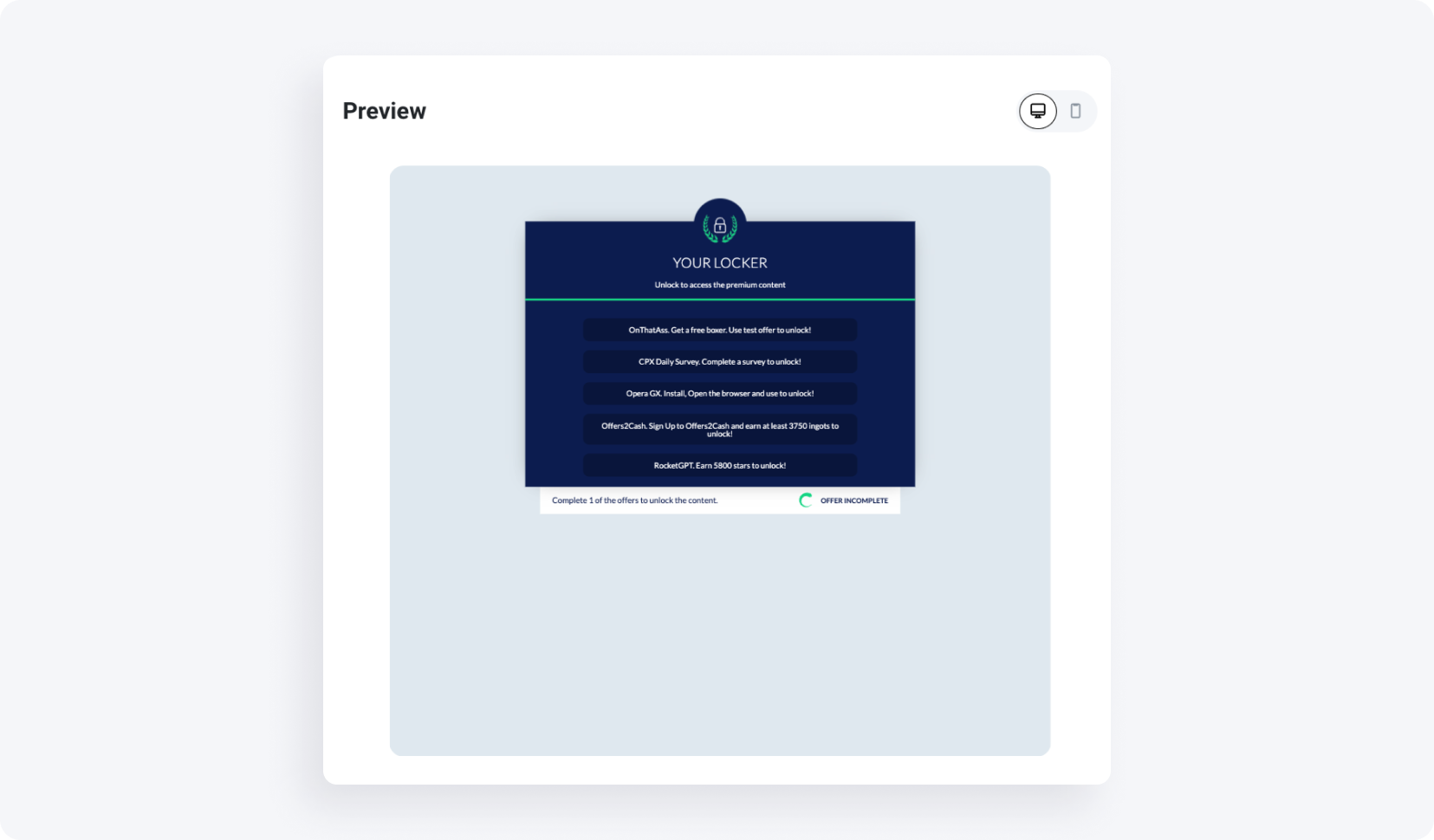 How to set up content locker