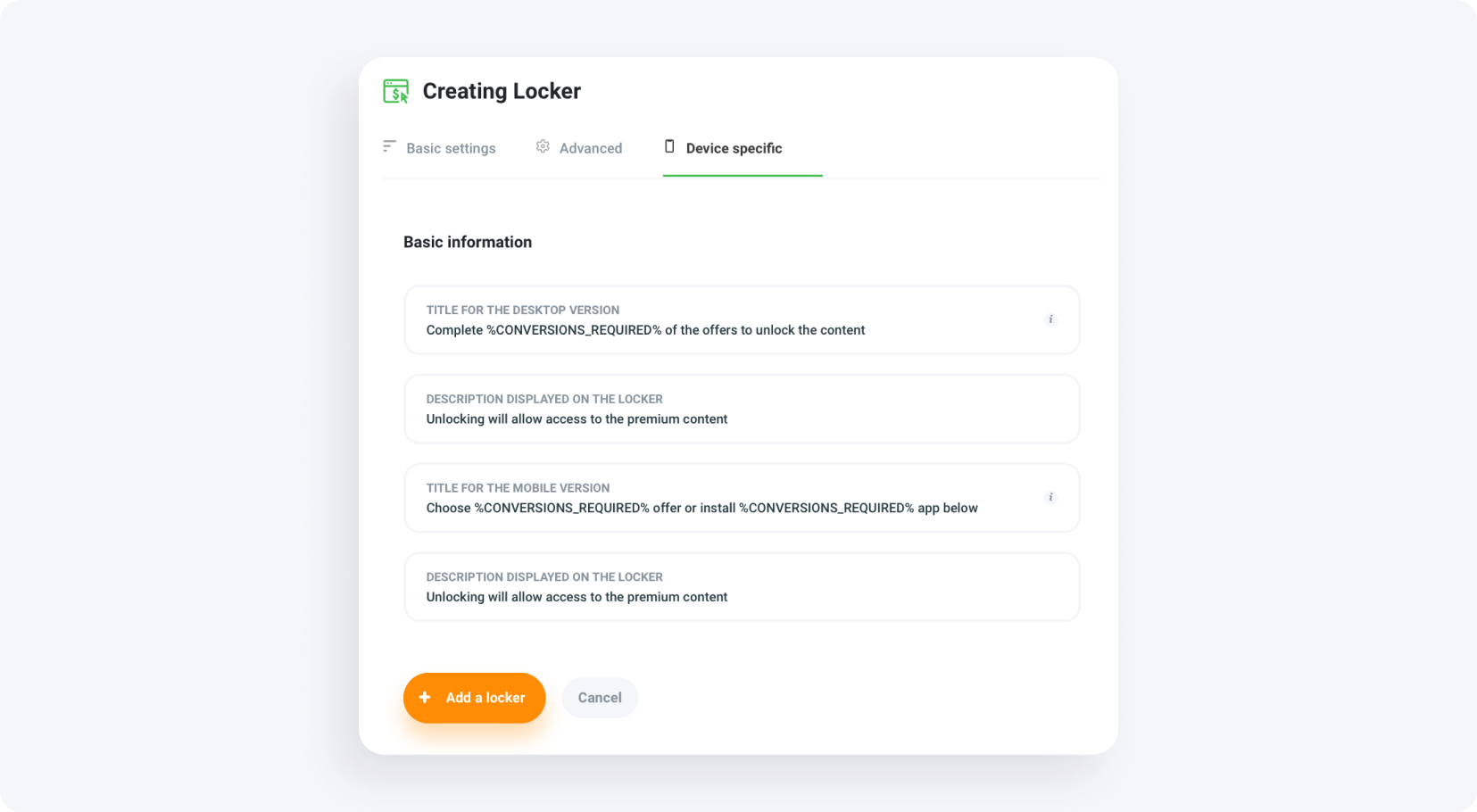 How to set up content locker