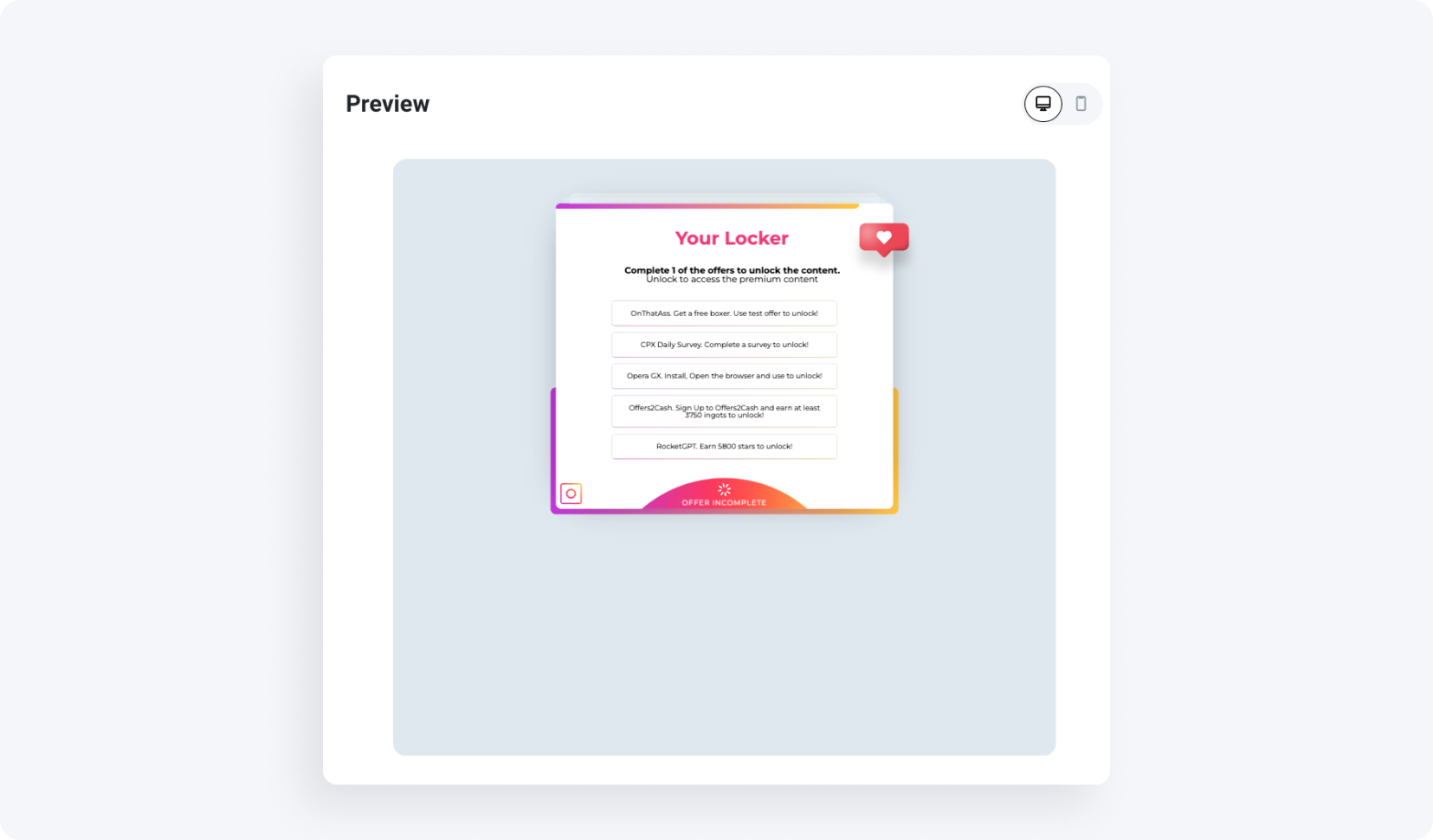 How to set up content locker