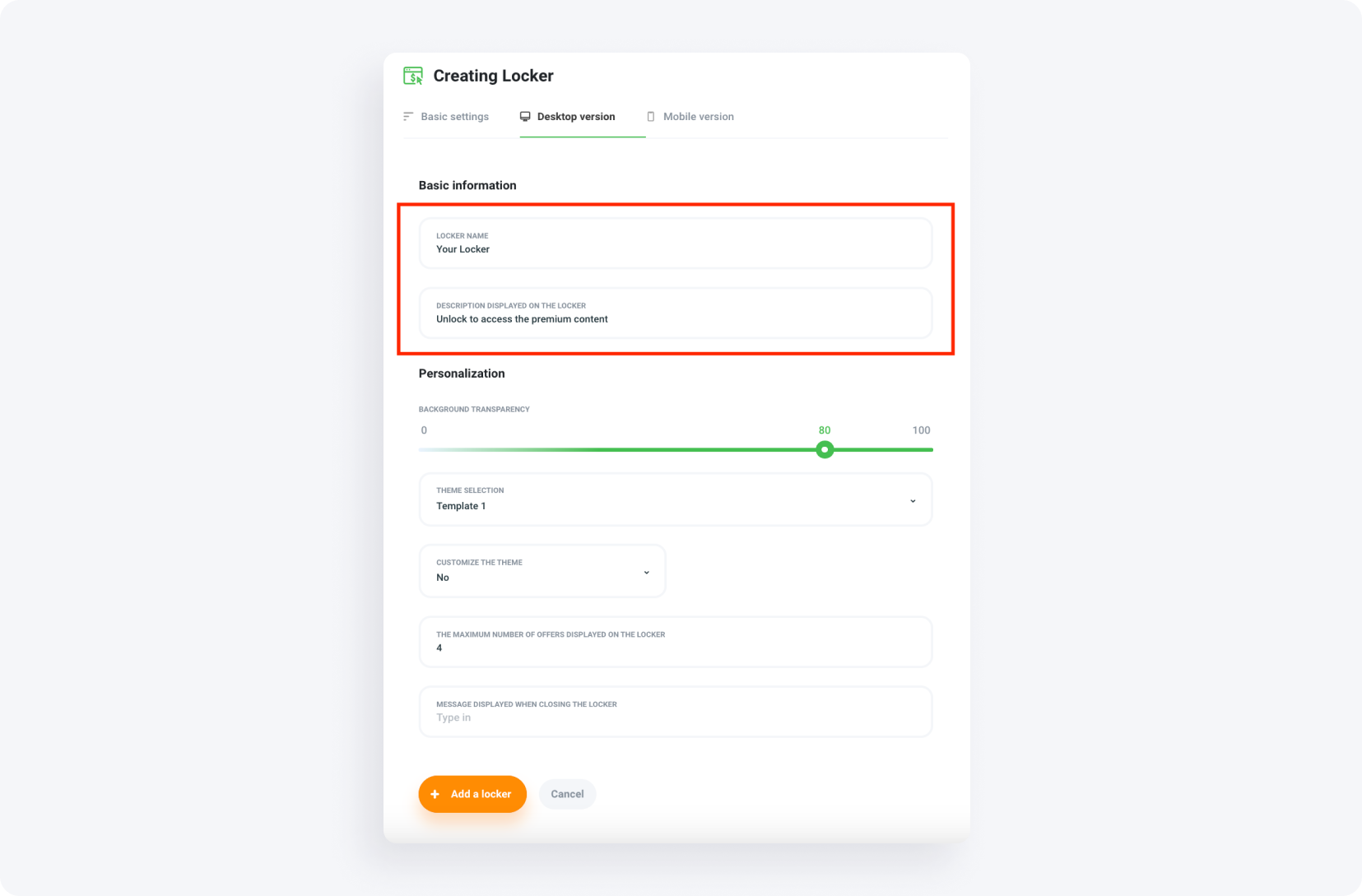 How to set up content locker