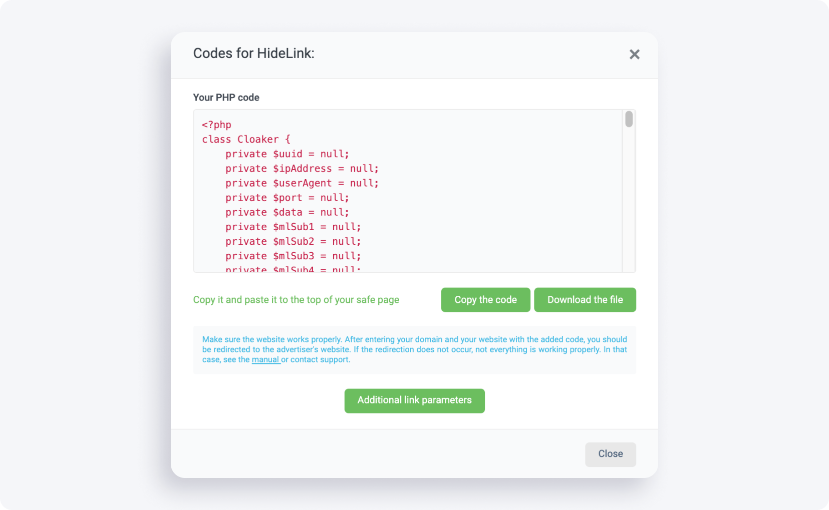 HideLinks on MyLead - creation