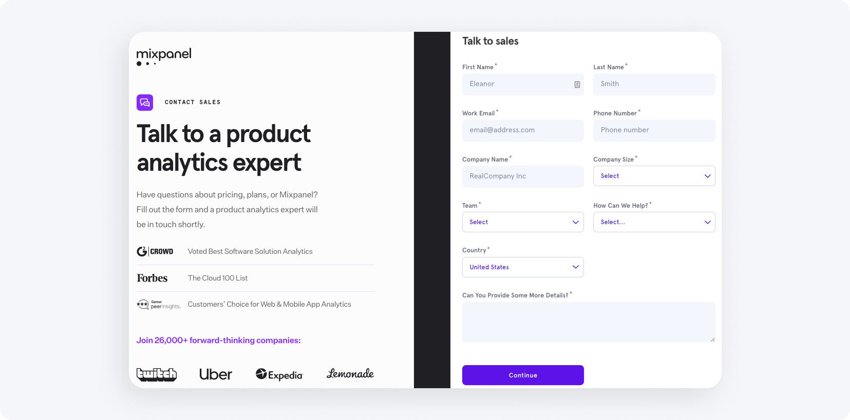 An example of a pop-up window with an offer to send an email newsletter