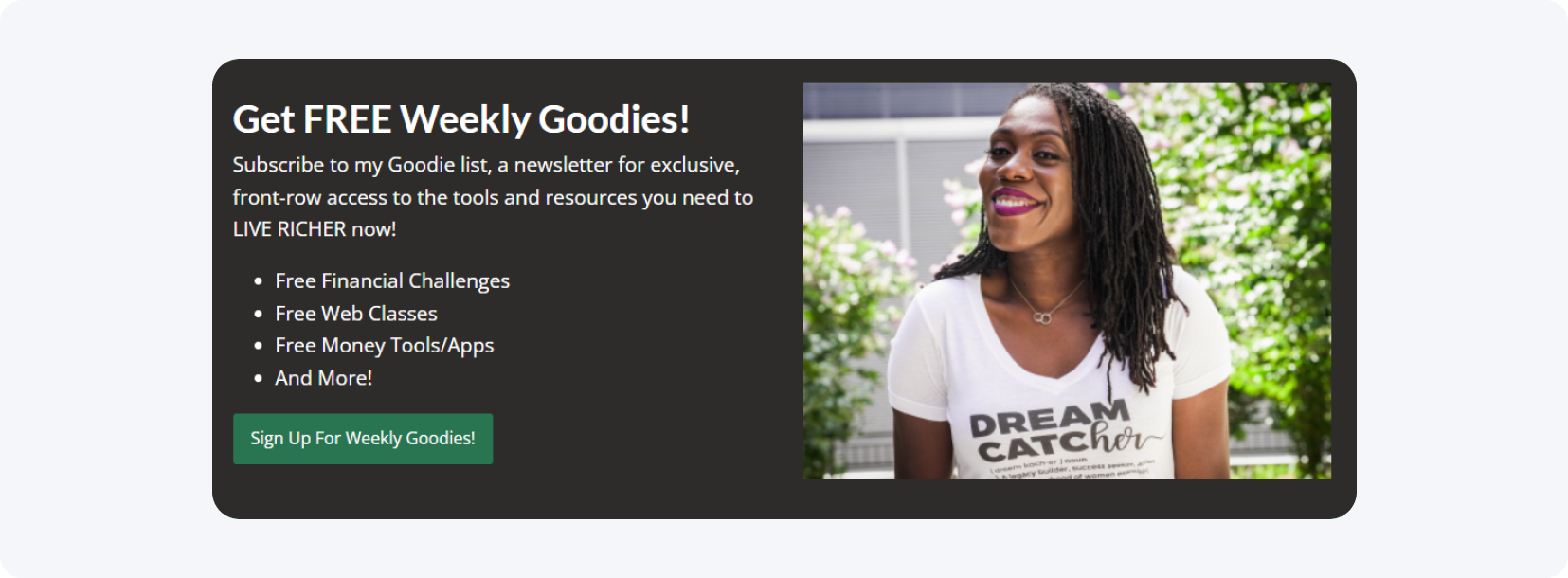 An example of a pop-up window with an offer to send an email newsletter