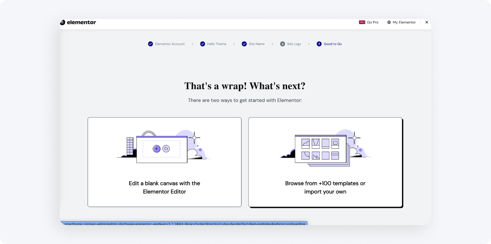 Экран выбора пустого шаблона или опции просмотра 100 готовых
