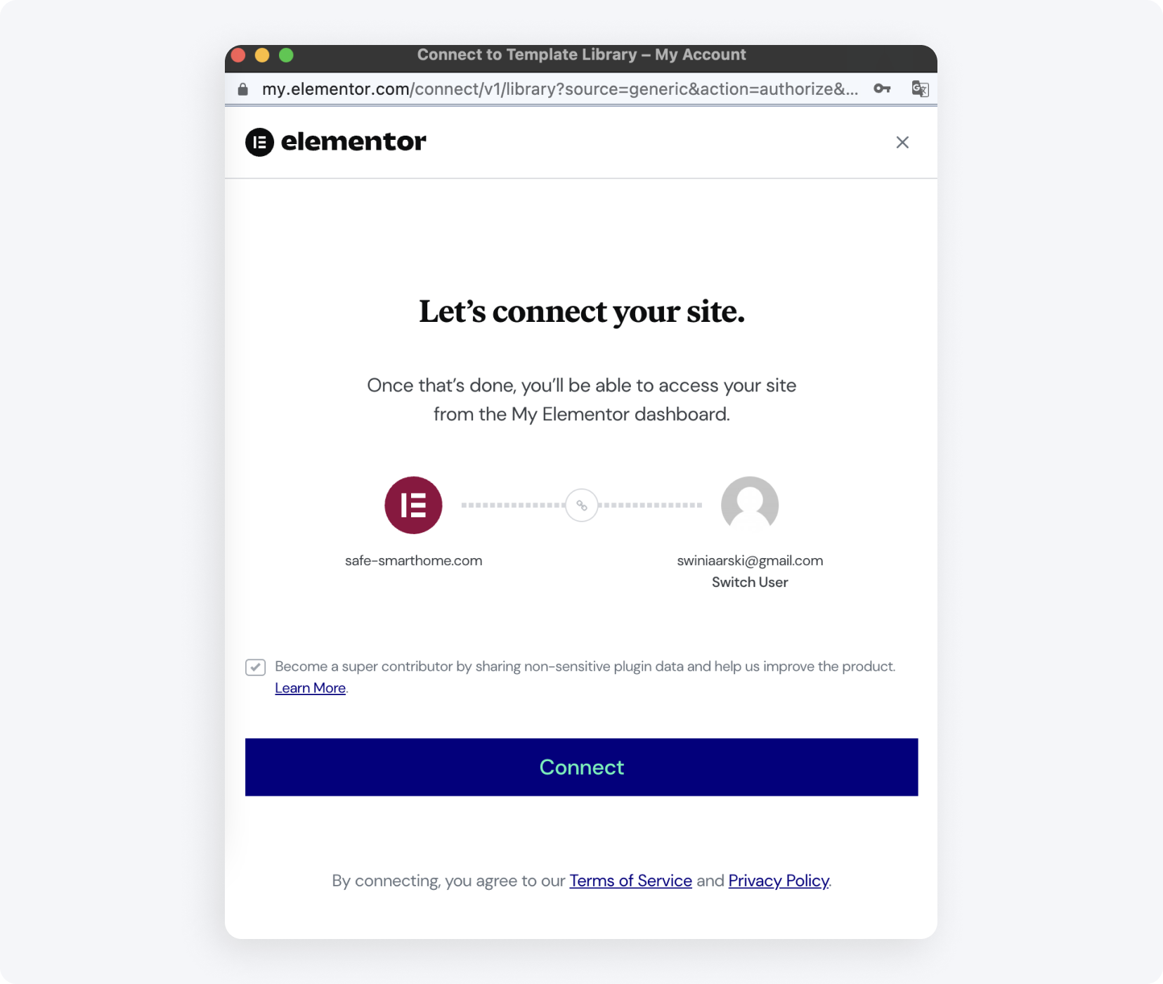 Elementor. Подключение сайта.