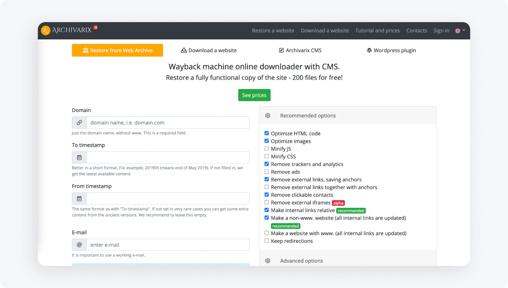 Archivarix to program, który pozwala odtworzyć i zarchiwizować stronę