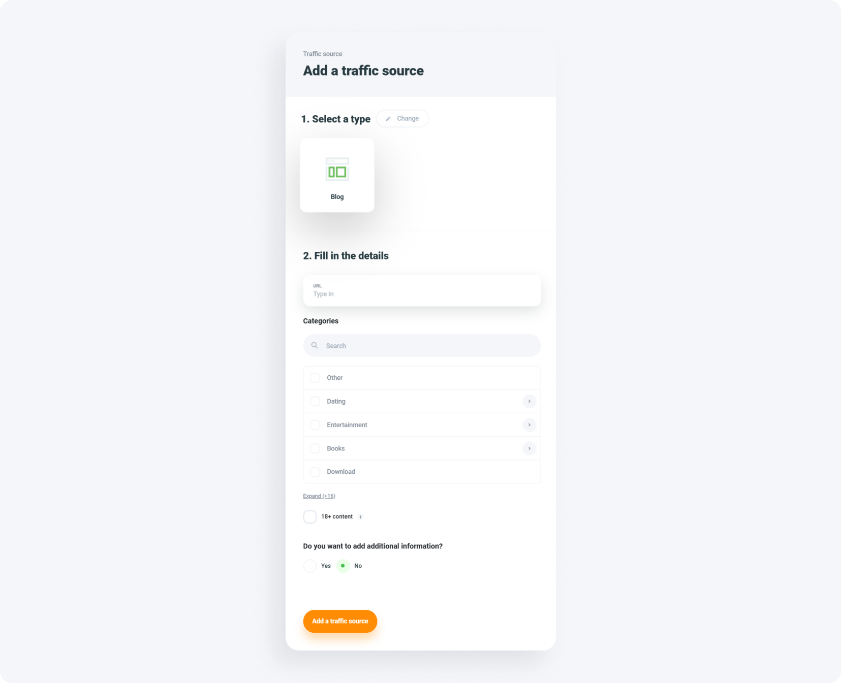 Traffic sources tab