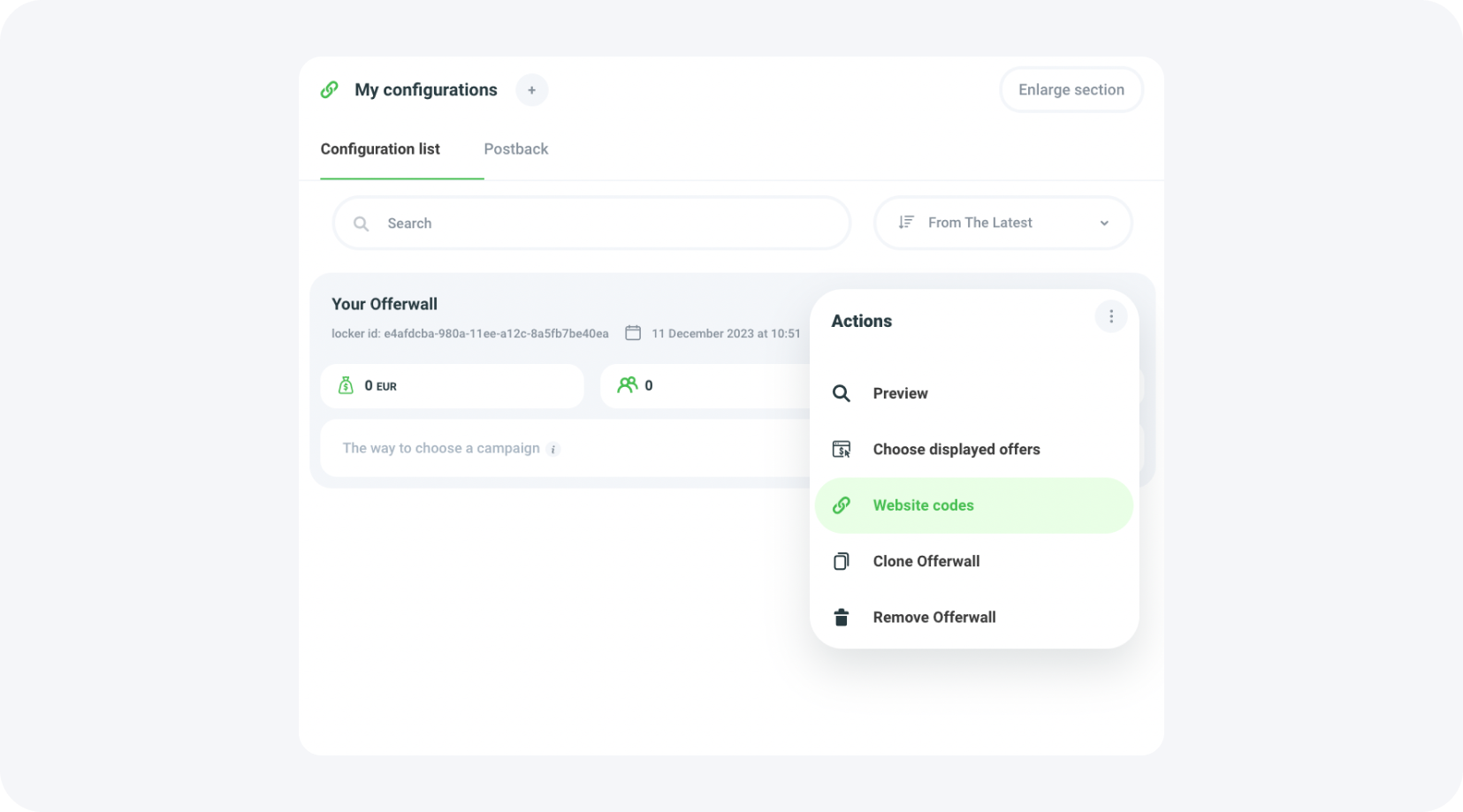 Choosing additional Offerwall features