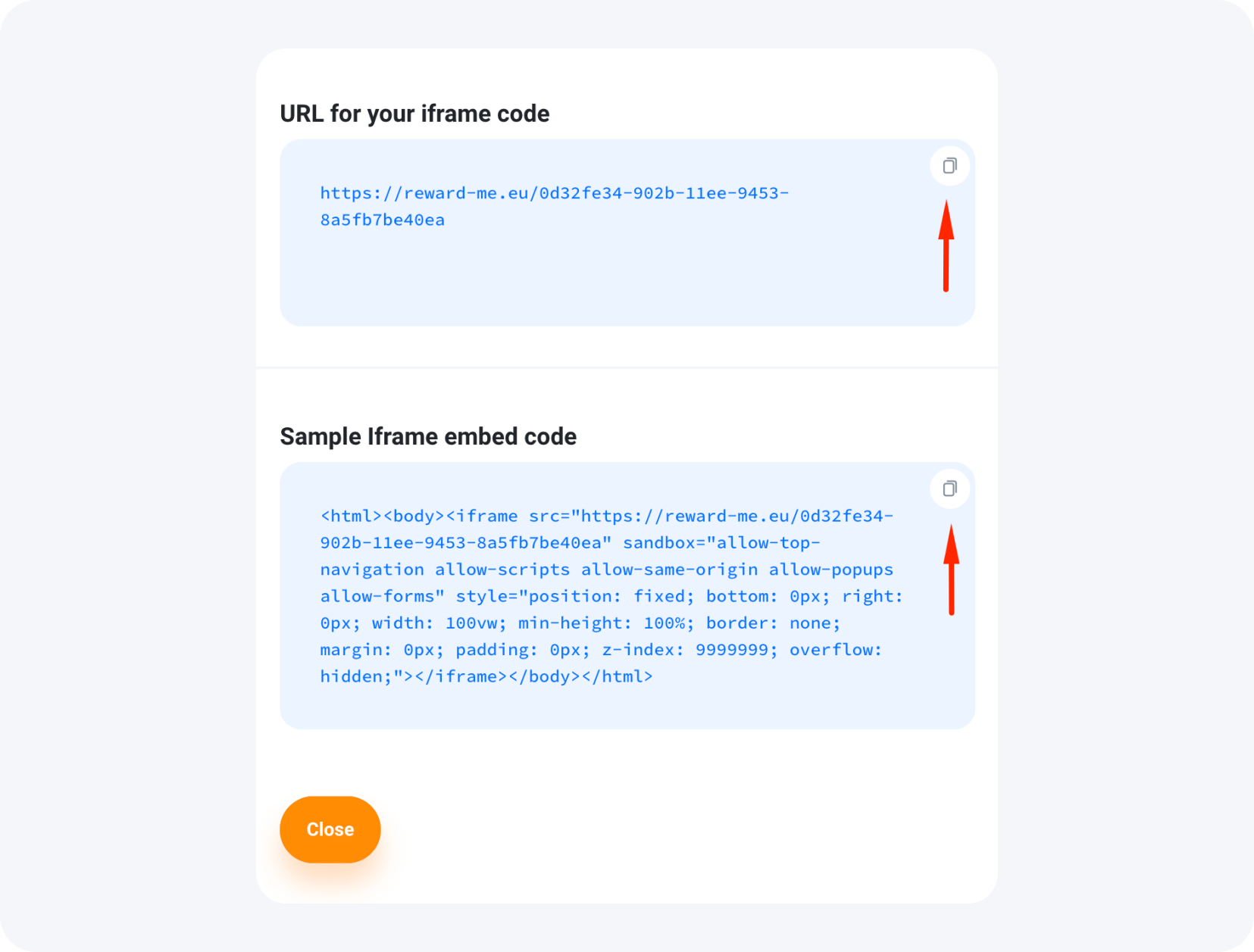 Copying the Offerwall code and adding it to your site