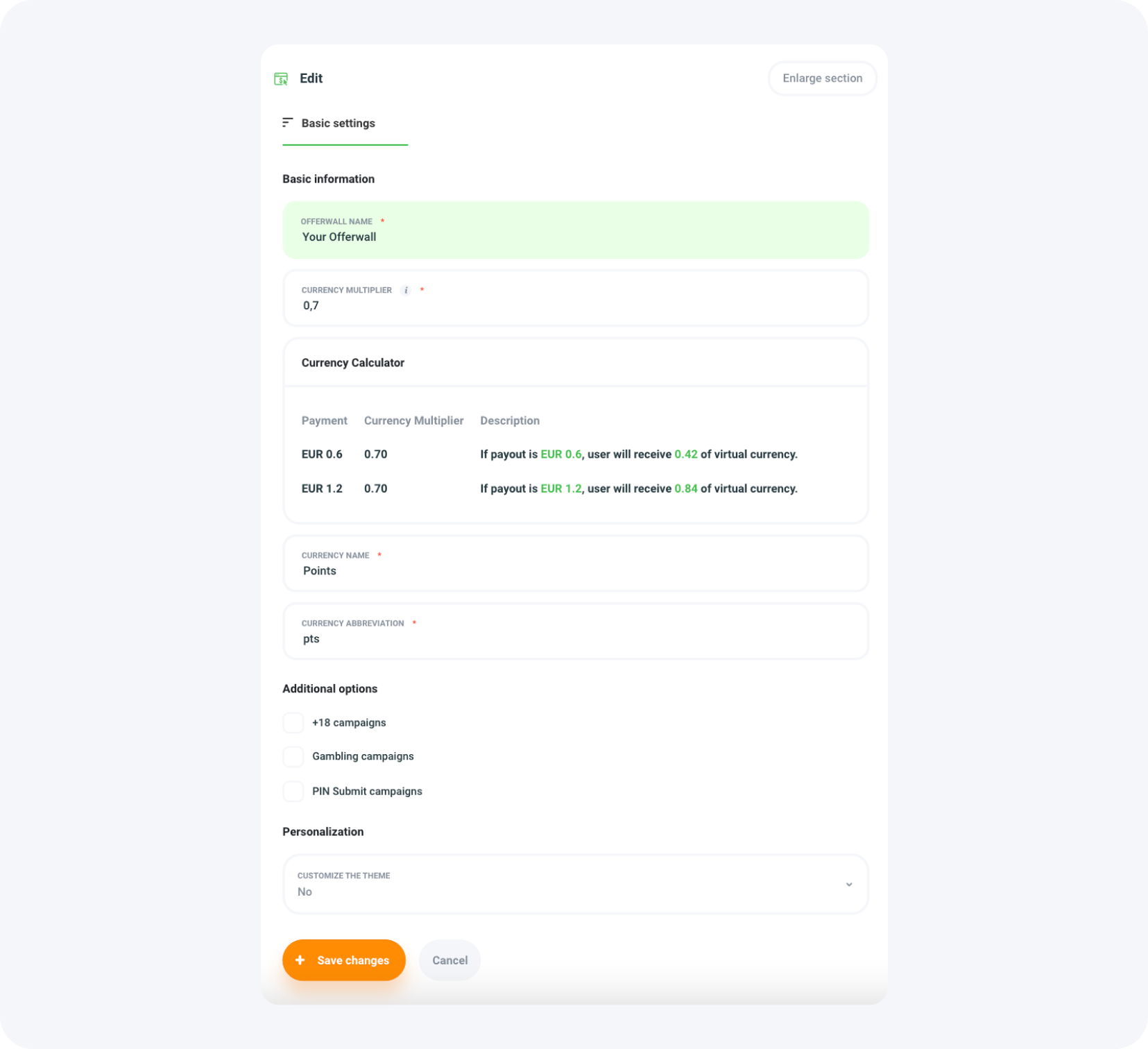 Naming your Offerwall configuration