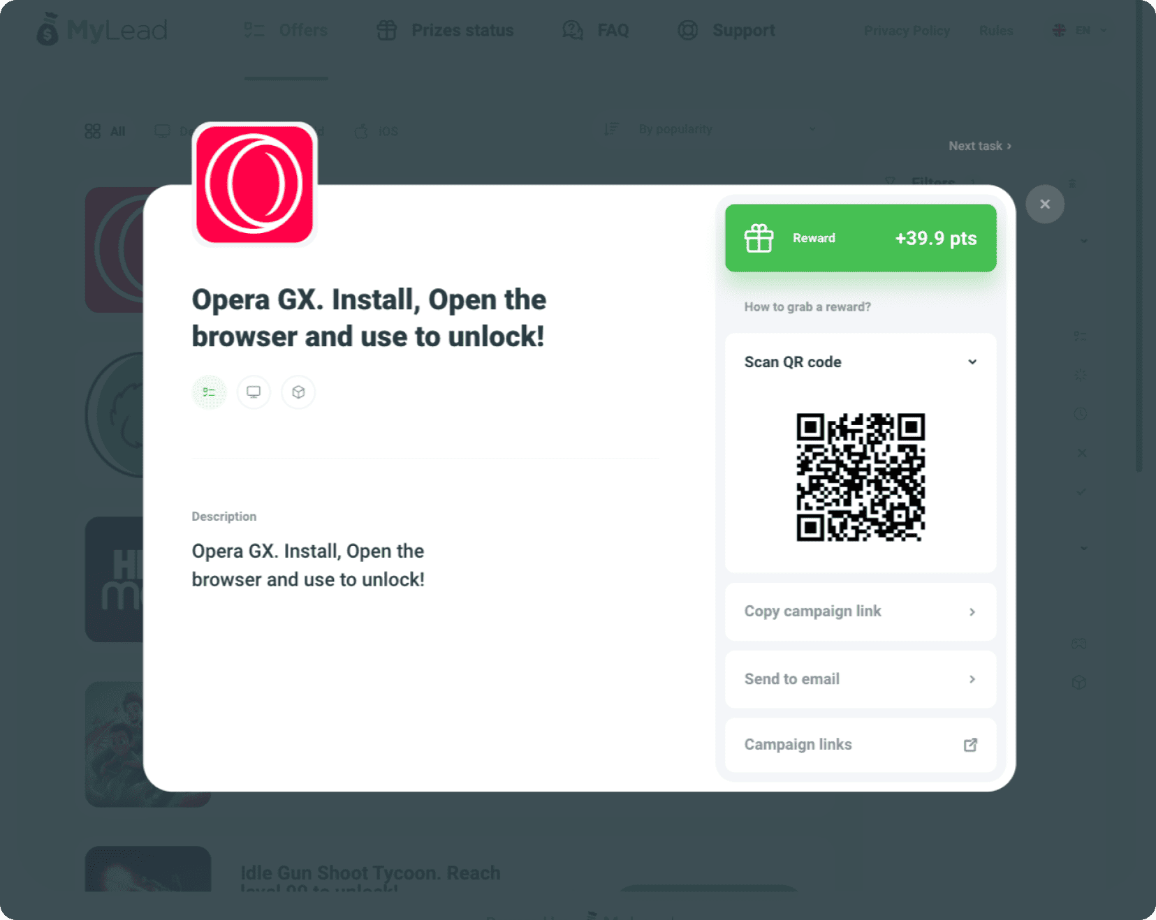 Offerwall’s campaign view