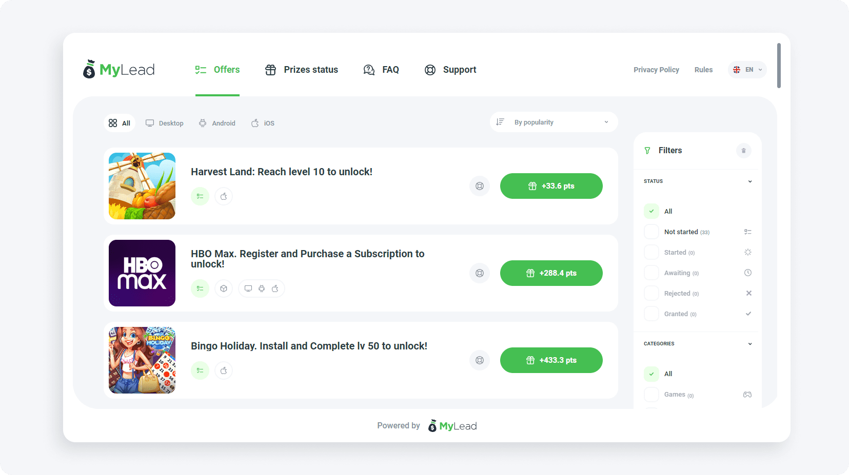 Offerwall Rewards from MyLead
