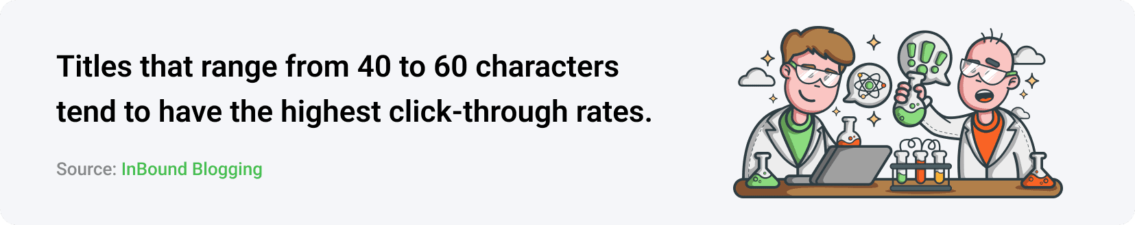 According to InBound Blogging, titles that range from 40 to 60 characters tend to have the highest click-through rates.
