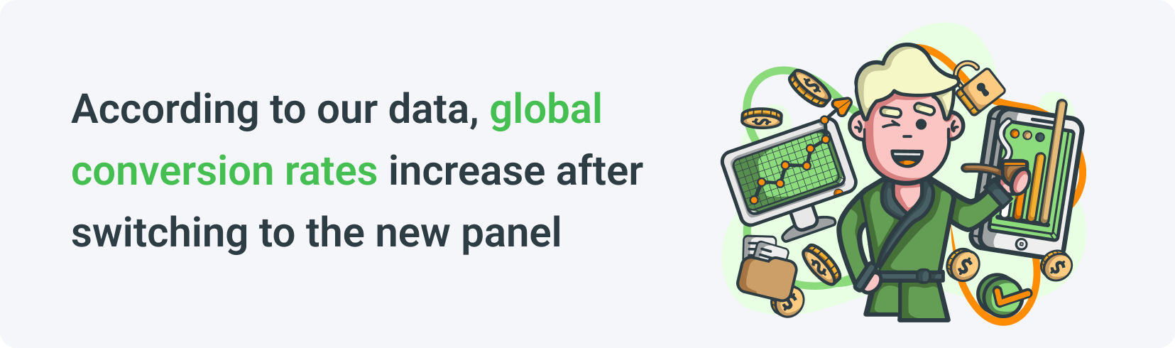 Laut unseren Daten steigen die globalen Conversion-Raten nach dem Wechsel zum neuen Panel.