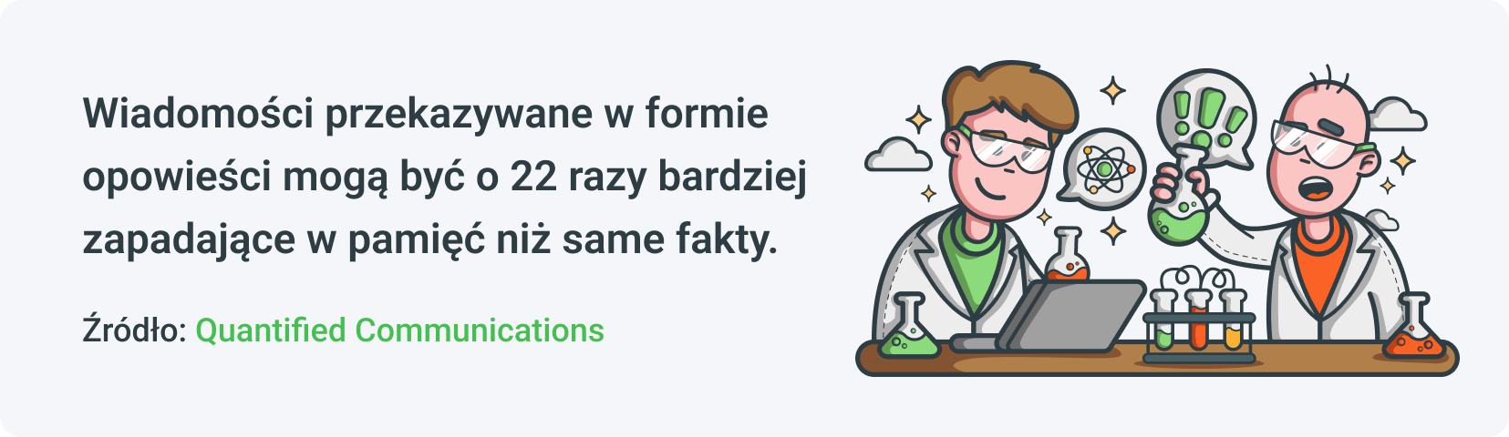 Wiadomości przekazywane w formie opowieści mogą być o 22 razy bardziej zapadające w pamięć niż same fakty.