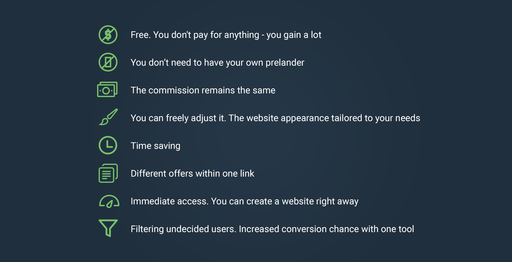 Advantages of the offers page