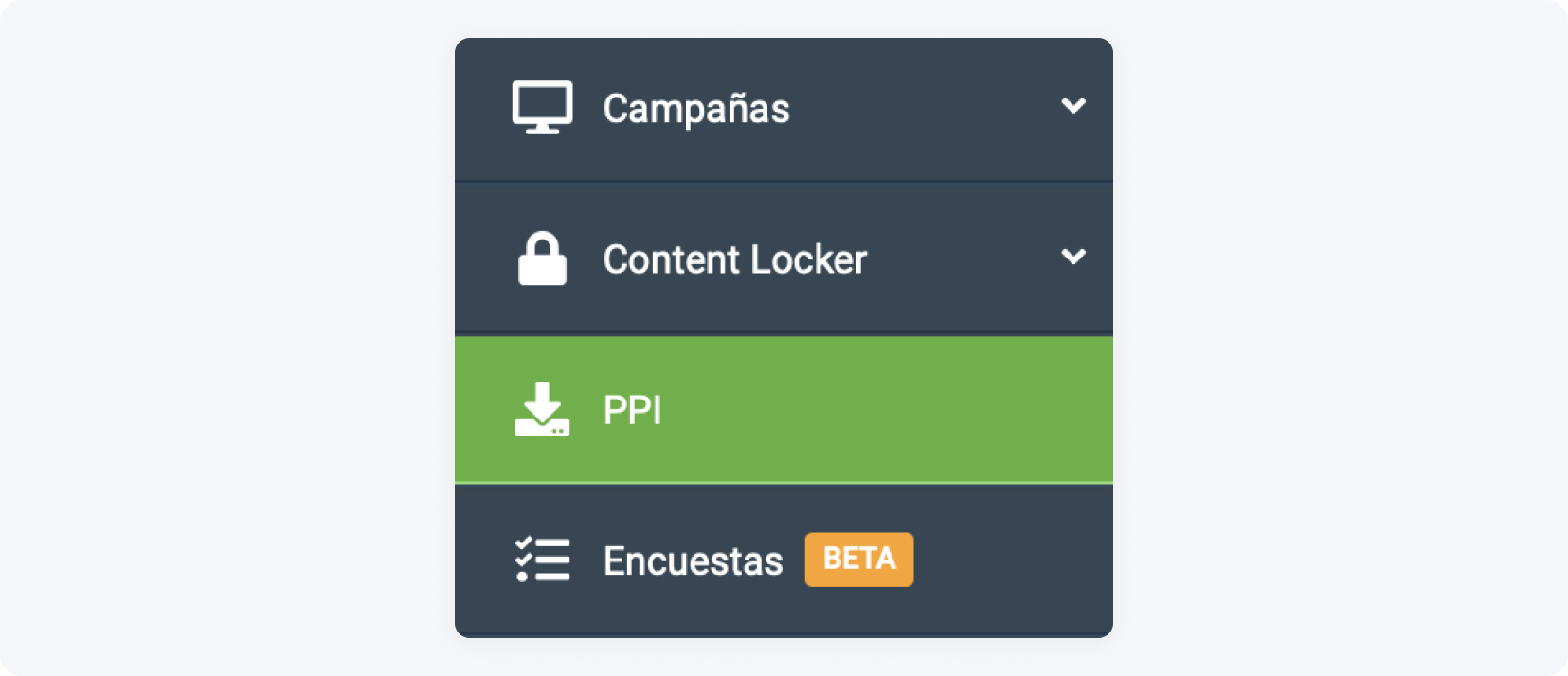 Pestaña donde encuentras los programas PPI