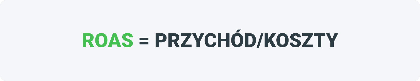 ROAS=PRZYCHÓD/KOSZTY